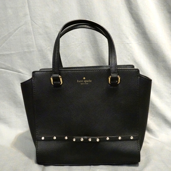 kate spade Handbags - KATE SPADE Laurel Way Black Leather Satchel with Diamond Studded Bow Detail